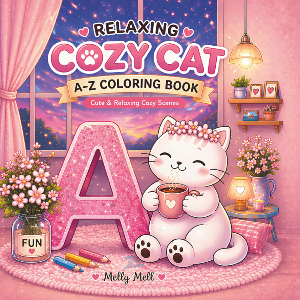 Relaxing Cozy Cat Coloring Book: A–Z Cute & Relaxing Coloring Pages for Stress Relief, Mindfulness, and Calm Moments | Bold & Easy Designs