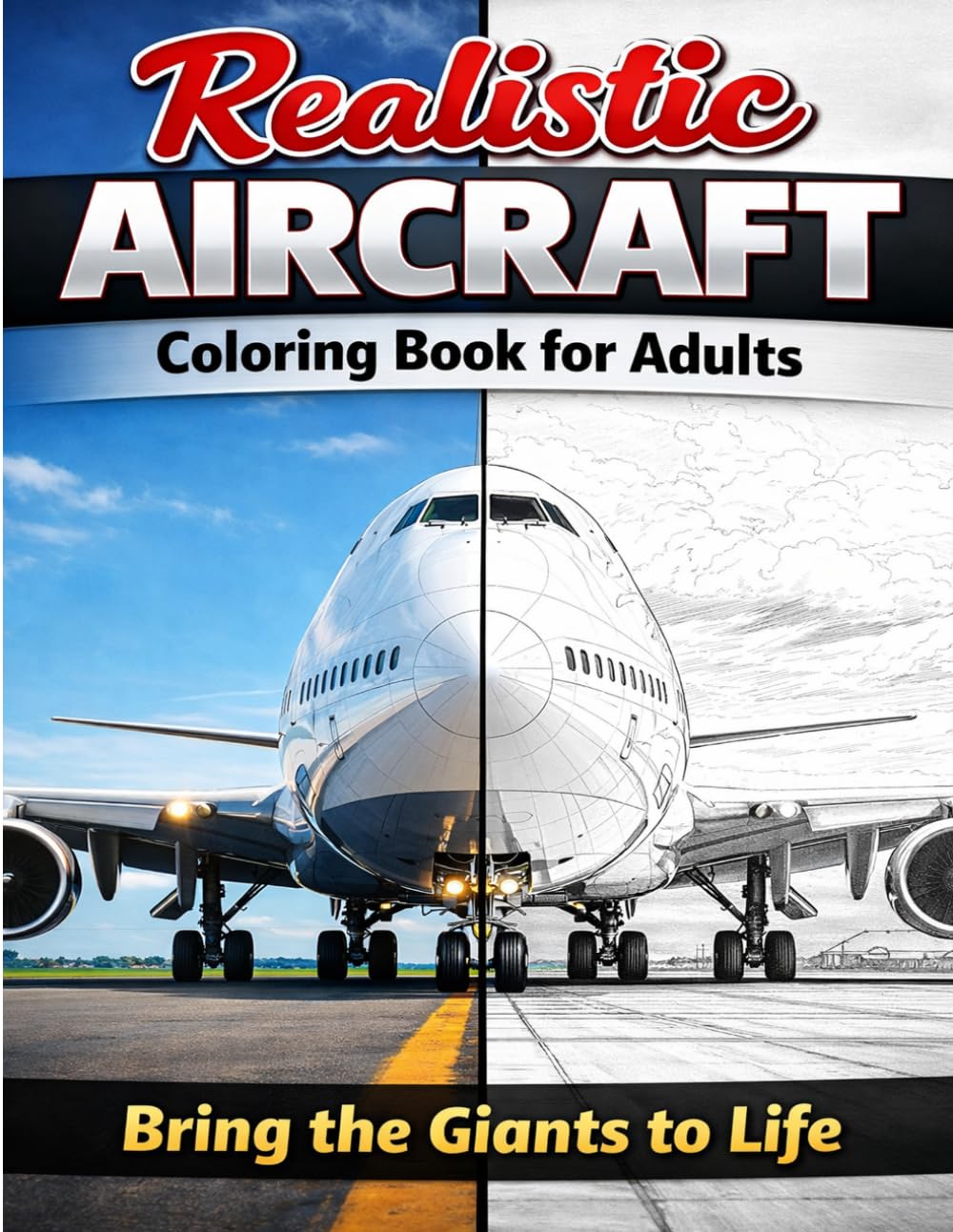 Realistic Aircraft Coloring Book for Adults: Detailed Airplanes, Jets, Cockpits & Airport Life Scenes for Relaxation and Stress Relief