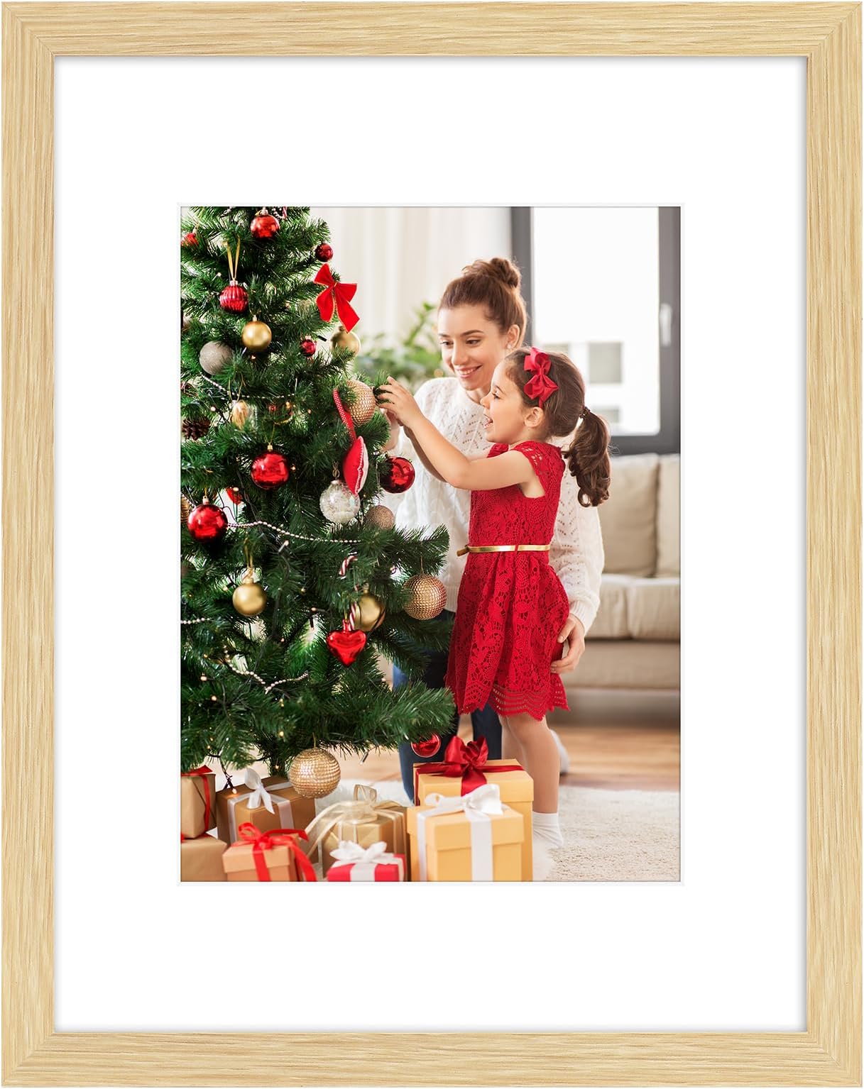 Golden State Art, 8.5x11 Picture Frame - Solid Wood with Oak Grain - 8.5x11 Picture Frame Matted to 6x8 Photo - Wall Decor Display - 1 Pack