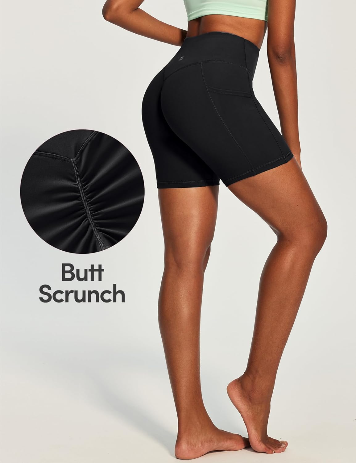 IUGA Biker Shorts Women with Pockets Workout Gym Running Yoga Athletic Seamless Scrunch Butt Lifting Tummy Control Shorts - Image 3