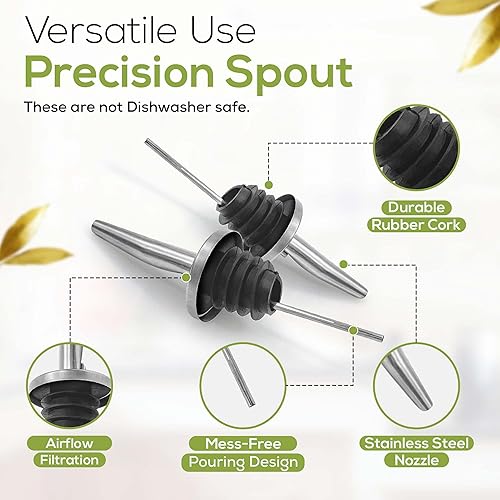 Miniatura 7 de Couronne Co. - Botella dispensadora de aceite de oliva para cocina, botella dispensadora de vinagre con boquillas de vertido, 16 onzas, color azul