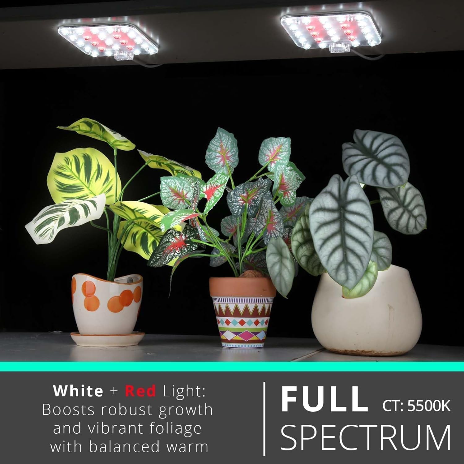DOMMIA Full Spectrum LED Grow Light for Indoor Plants, 2 Panels 10W with 6/12/16h Timer Dimmable Plant Lights for Flower Veg Plant Growth USB, Daylight White, 2-Pack