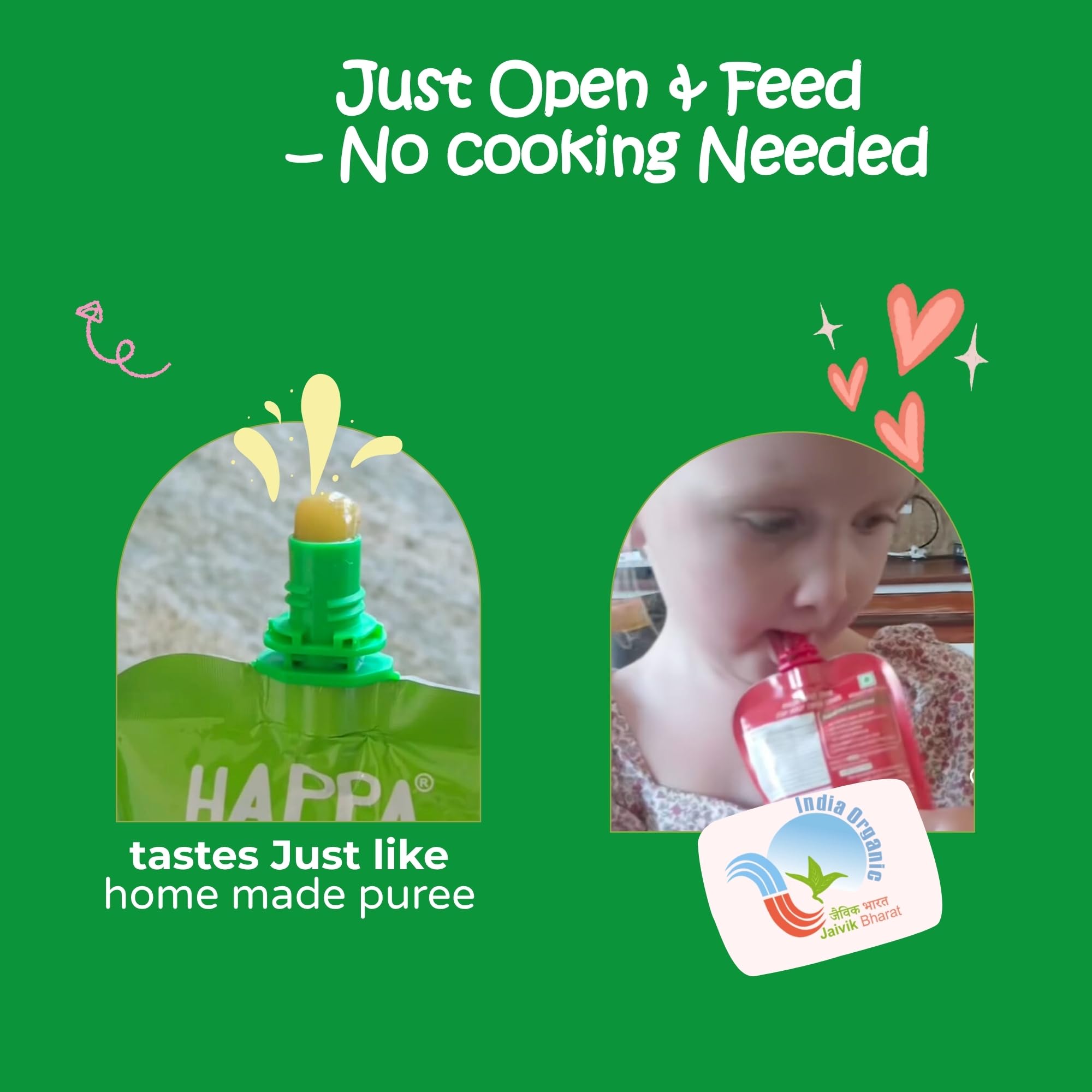 Happa Organic Baby Food Apple and Banana Puree | 100% Fruits | No Added Sugar, No Milk Powder, No Preservatives | Stage 2 (6 Months+) | Ready to Eat | Free from Common Allergens | Pack of 1 (100g Each) 4