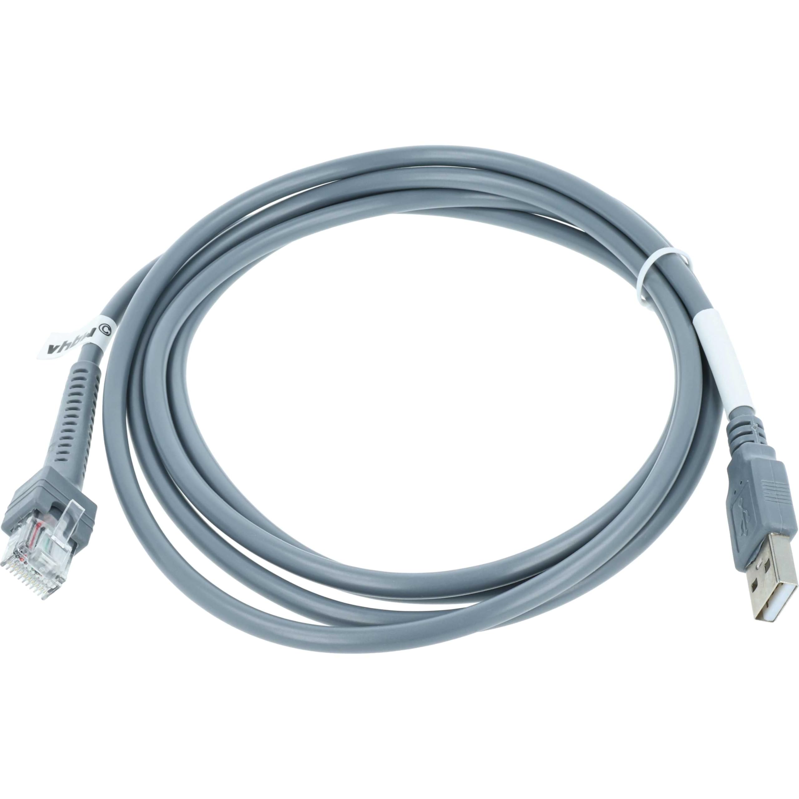 vhbw Cable de Datos USB 2.0 (m) a RJ45 (m) Compatible con Zebra DS2208, DS3400, DS3408, DS3508, DS3578 escáner de código Barras - Cable, 2 m Gris