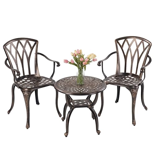 Jardin DE CENTENNAIL 3-Piece Outdoor Bistro Set Cast Aluminum Rust-Resistant