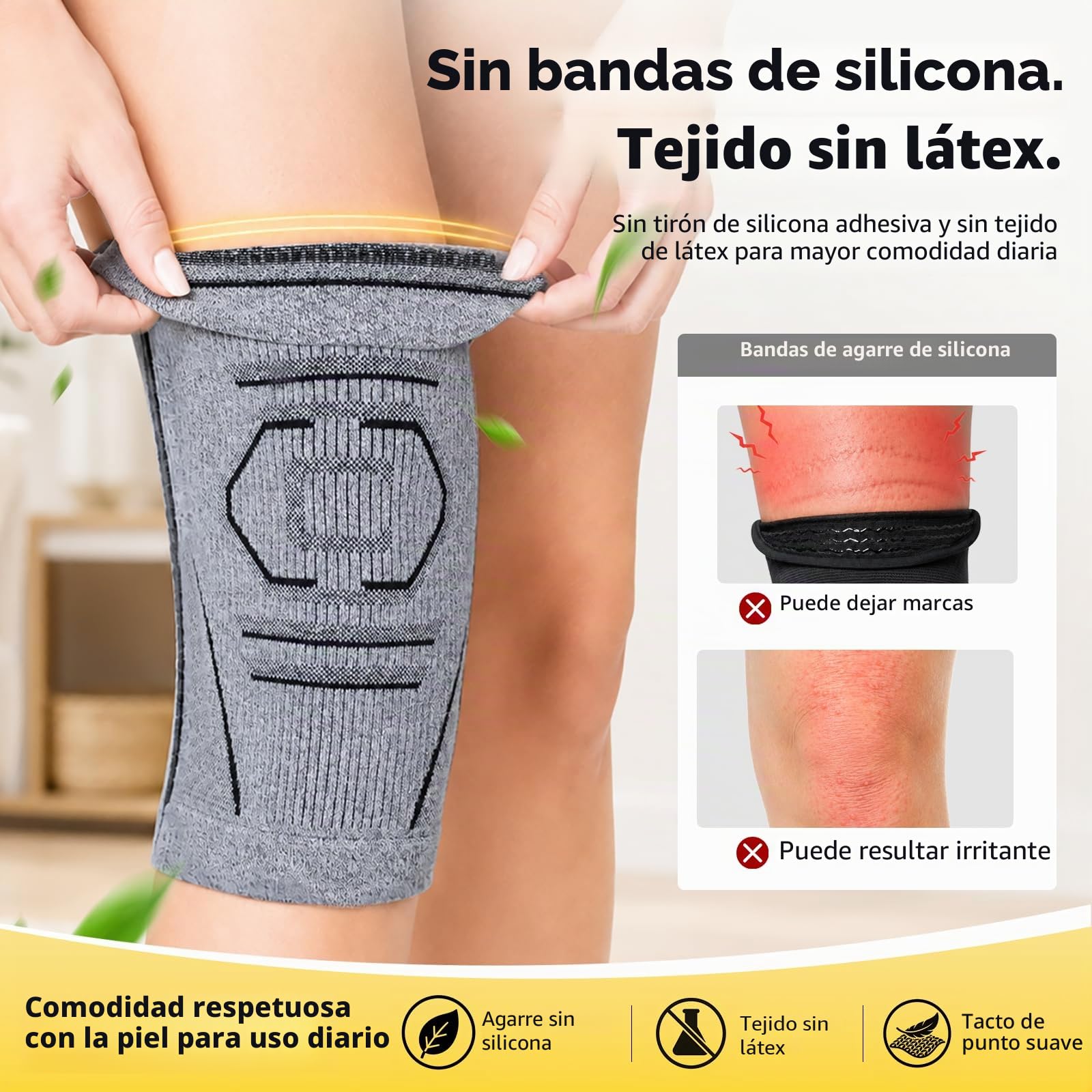 Rodilleras de Compresión Ligera con Estabilizadores Laterales Flexibles | Rodilleras Menisco y Ligamento de Punto 3D, Rodilleras Rotuliana Transpirable para Gym, Running, Senderismo