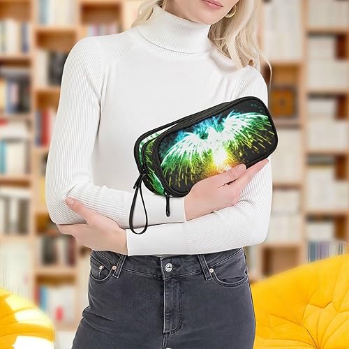 Miniatura 7 de Fireworks Phoenix - Estuche para lápices para niños y niñas, bolsa de gran capacidad para bolígrafos de 3 compartimentos, estuche organizador de