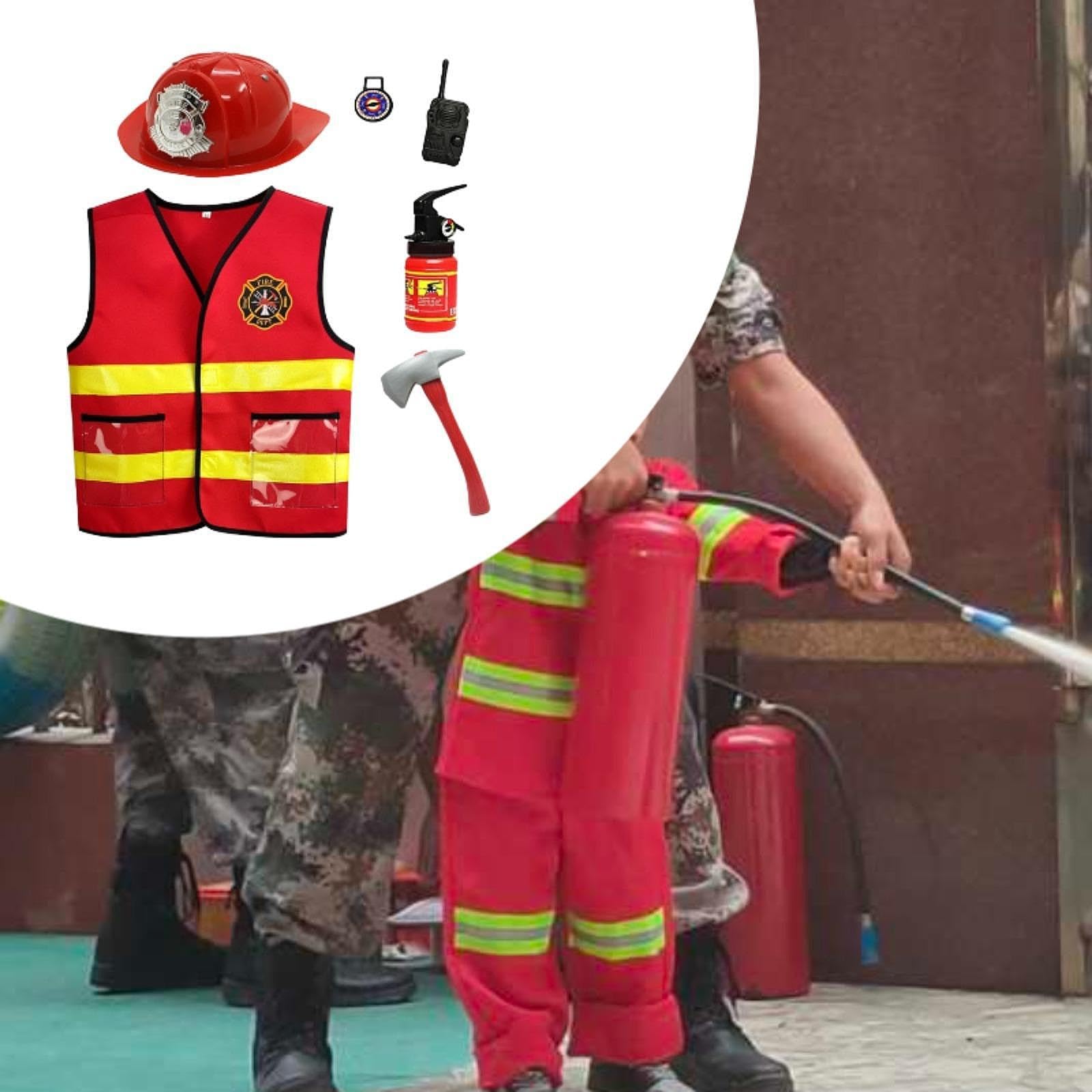 Amagogo Gilet da Pompiere per Bambini Gilet da Festa per Pompiere vestibilità Lavabile Accessorio per Costume da Pompiere Premium per età 3-10 Anni, 6 Pezzi