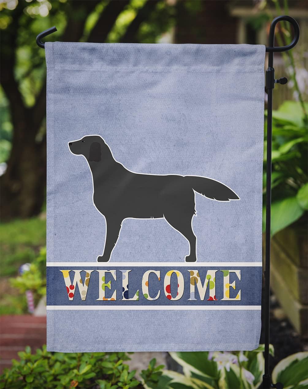 Caroline's Treasures BB5512GF Black Labrador Retriever Welcome Garden Flag Mailbox Flag Decorative Yard Flag Banner Outside Patio Artwork Yard Flower Beds, Garden Size, Multicolor