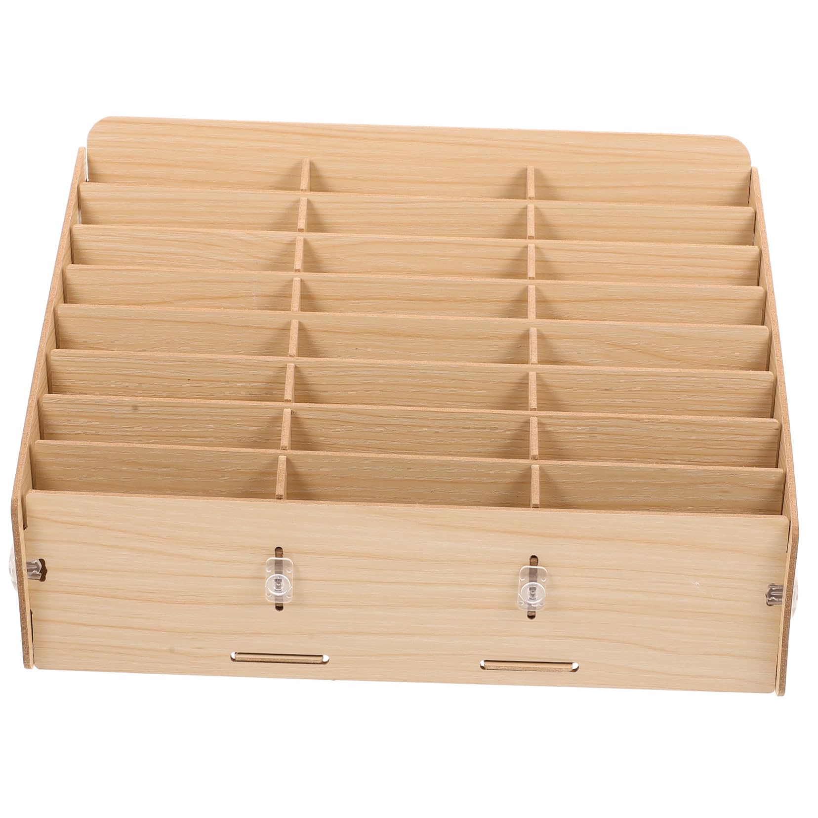 Housoutil Organizador de Almacenamiento de Madera para Escritorio 24 Compartimentos, Adecuado para Oficina y Estudiantes, Diseño Rústico y Resistente para Artículos Pequeños