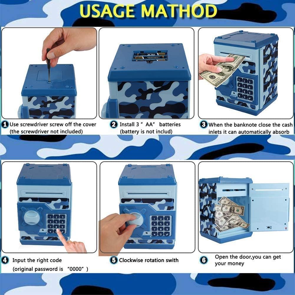 Kids Money Bank, Electronic Piggy Banks x2Pcs, Great Gift Toy for Kids Children, Auto Scroll Paper Money Saving Box Password Coin Bank,Perfect Toy Gifts for Boys Girls Age 3+