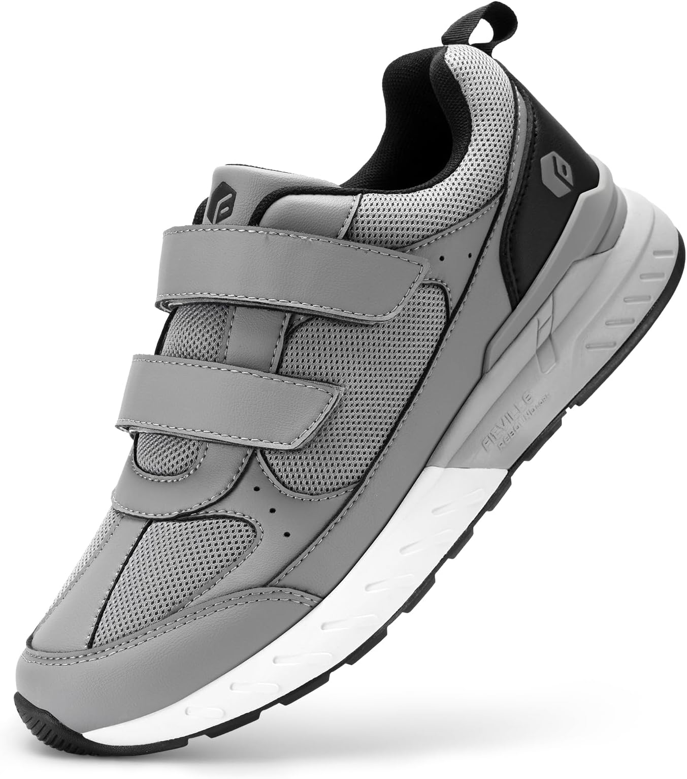 FitVille Extra Wide Walking Shoes for Men Wide Width, Hook and Loop Orthopedic Sneakers for Swollen Feet Neuropathy - Rebound Core V8