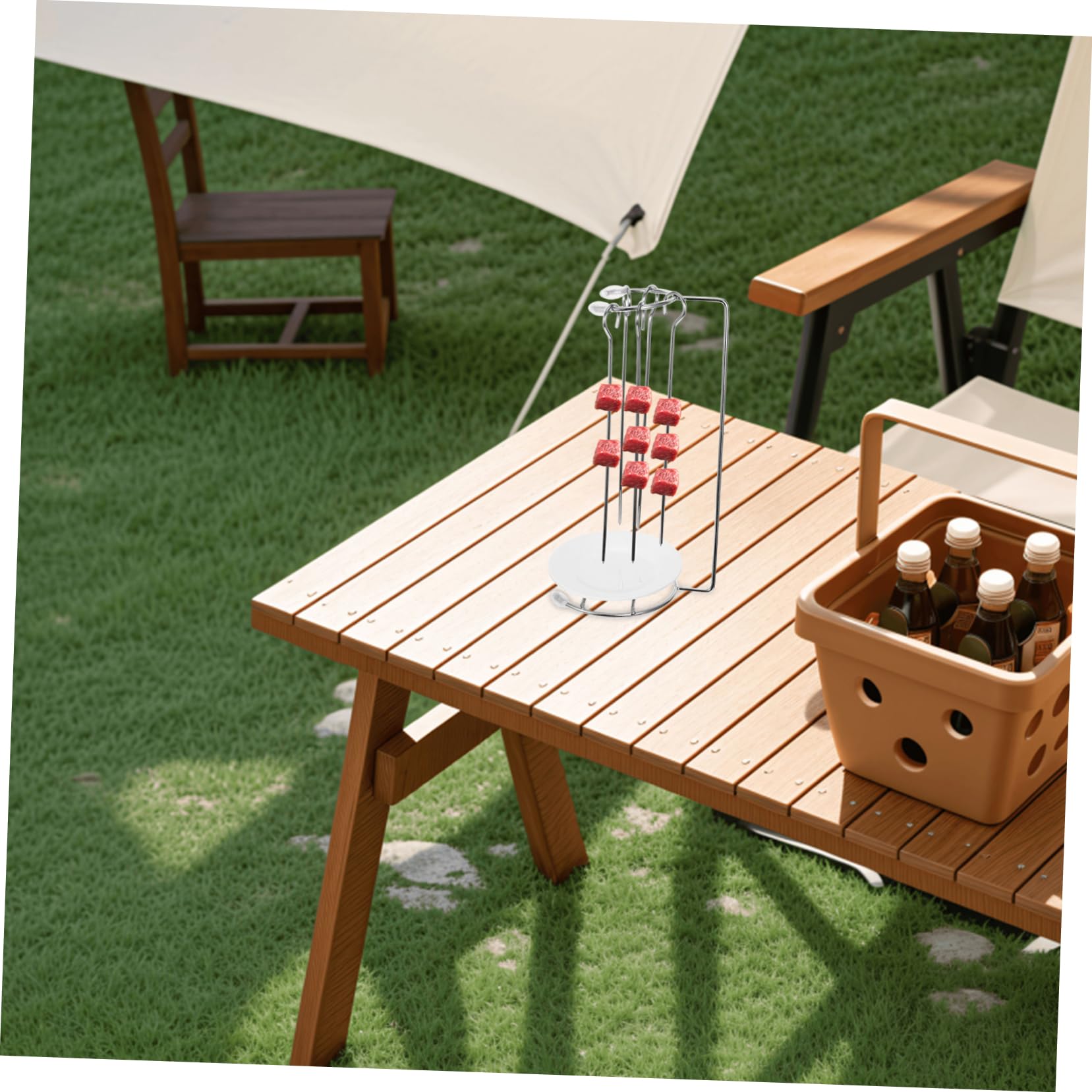 Abaodam Edelstahl Grillaufhänger 2 Stück für Outdoor BBQ Abnehmbares Hängeregal mit Tropfschale Rostfreier Grillspieß Halter für Effektives Barbecue Zubehör