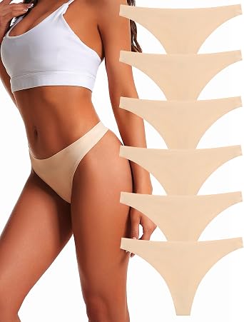Womens Underwear, Seamless Thongs, Soft and Breathable, Thongs for Women No Show, 6-Pack, Multicolor
