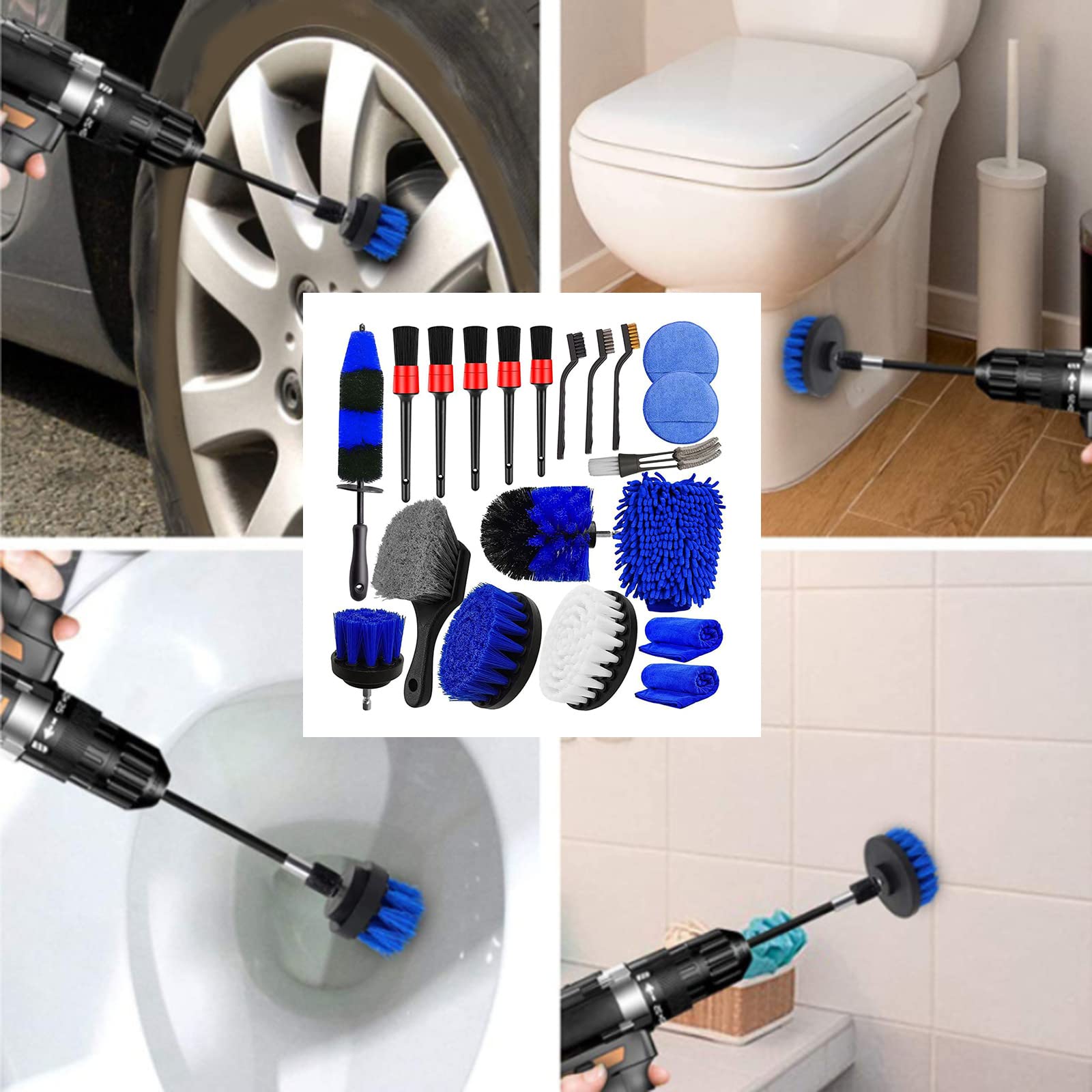 20Pcs Auto Detailing Spazzole di Pulizia Set di Spazzole Pulizia Pneumatici Interni Esterni Pelle Pulizia Auto