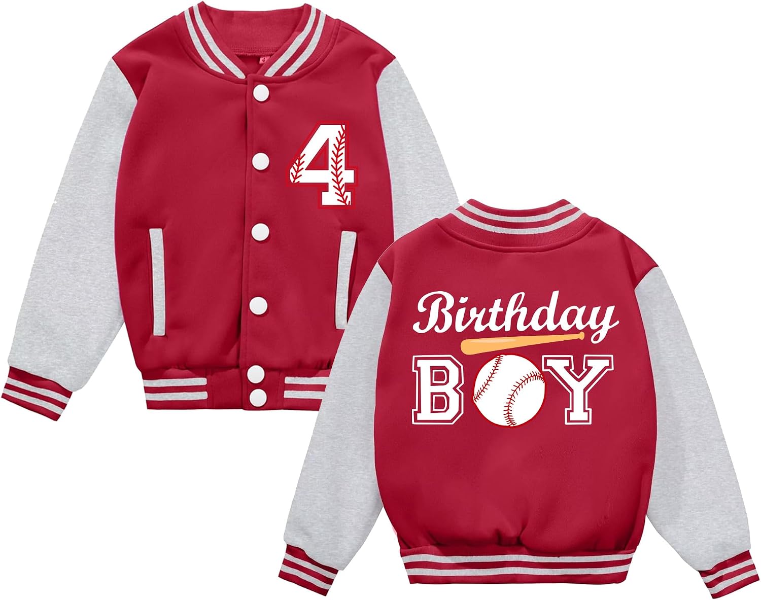 Kids Varsity Jacket Toddler Boys 1st 2nd 3rd 4th 5th Birthday Baseball Jacket 1-5 Years Old Birthday Outfit