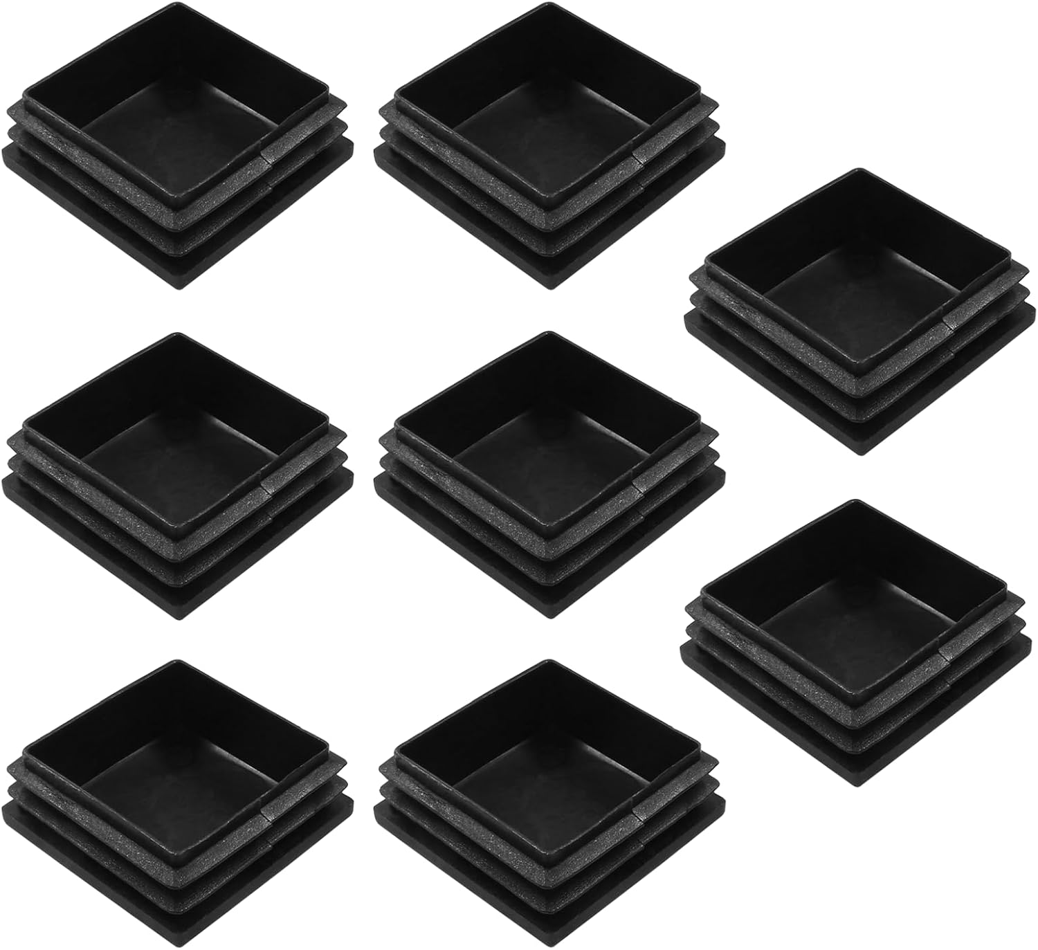 12 Pack 2" Square Plastic Plugs, Black Tubing End Caps Plugs Insert for Square Tube and Furniture Legs