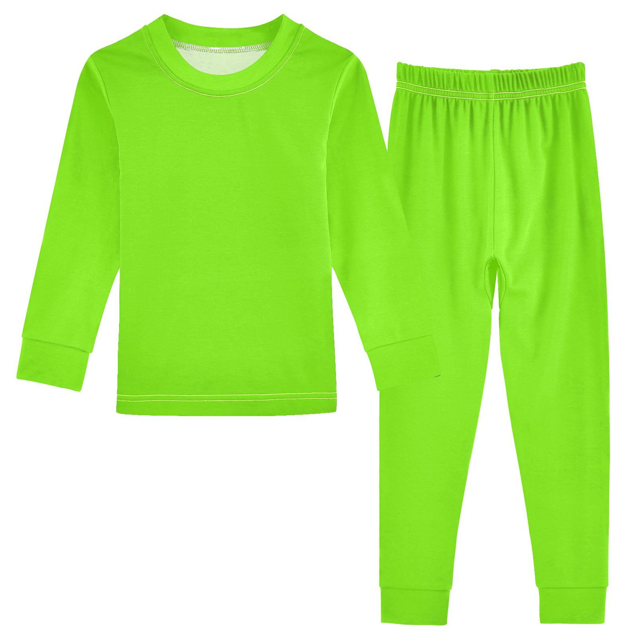 Chartreuse Long Sleeve Pajamas Set Sleepwear Jammies 2pcs Set Pjs Chartreuse