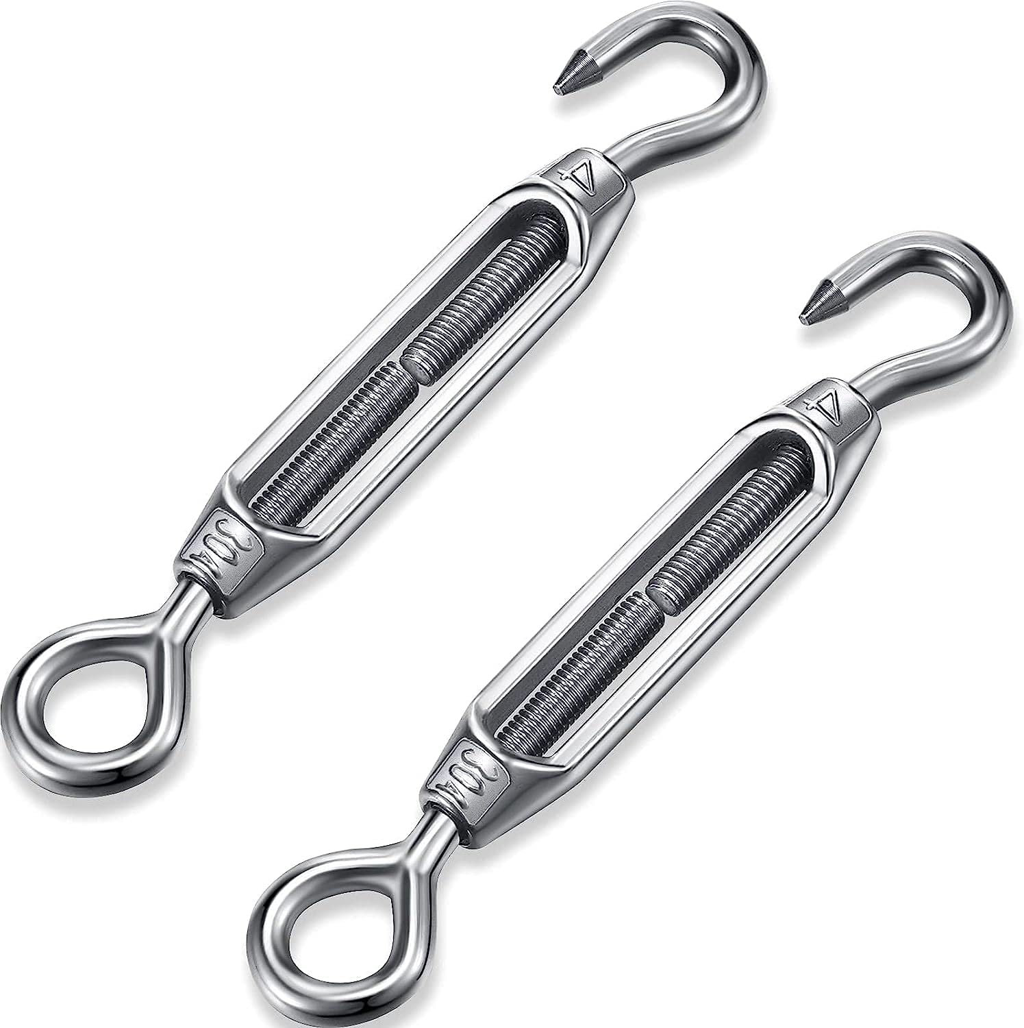 2 Pieces Turnbuckle Wire Tensioner M4 Stainless Steel Hook and Eye Rope