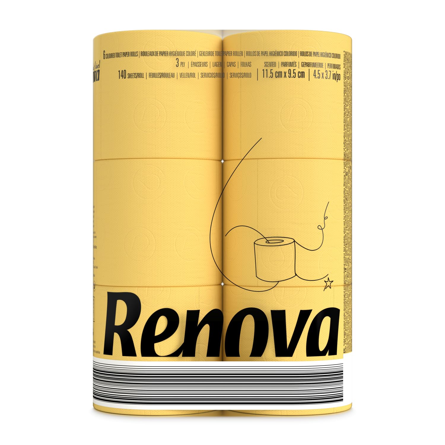 Renova 200054362 Papier Toaletowy, Zółty, 6 Sztuk