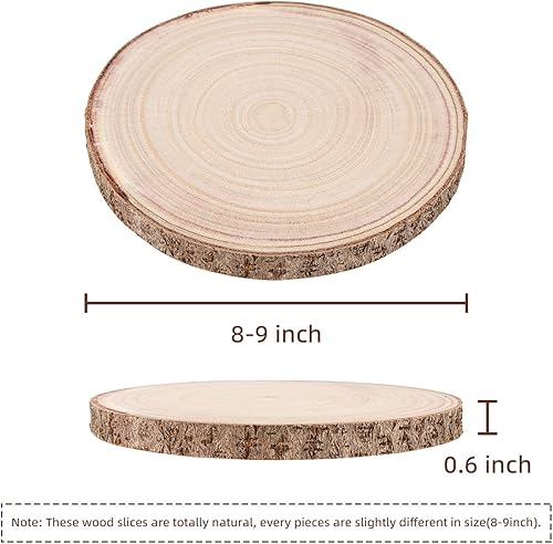 Miniatura 2 de Maputune 8 rebanadas grandes de madera sin terminar de 8 a 9 pulgadas para centros de mesa, placa de madera rústica natural para manualidades,