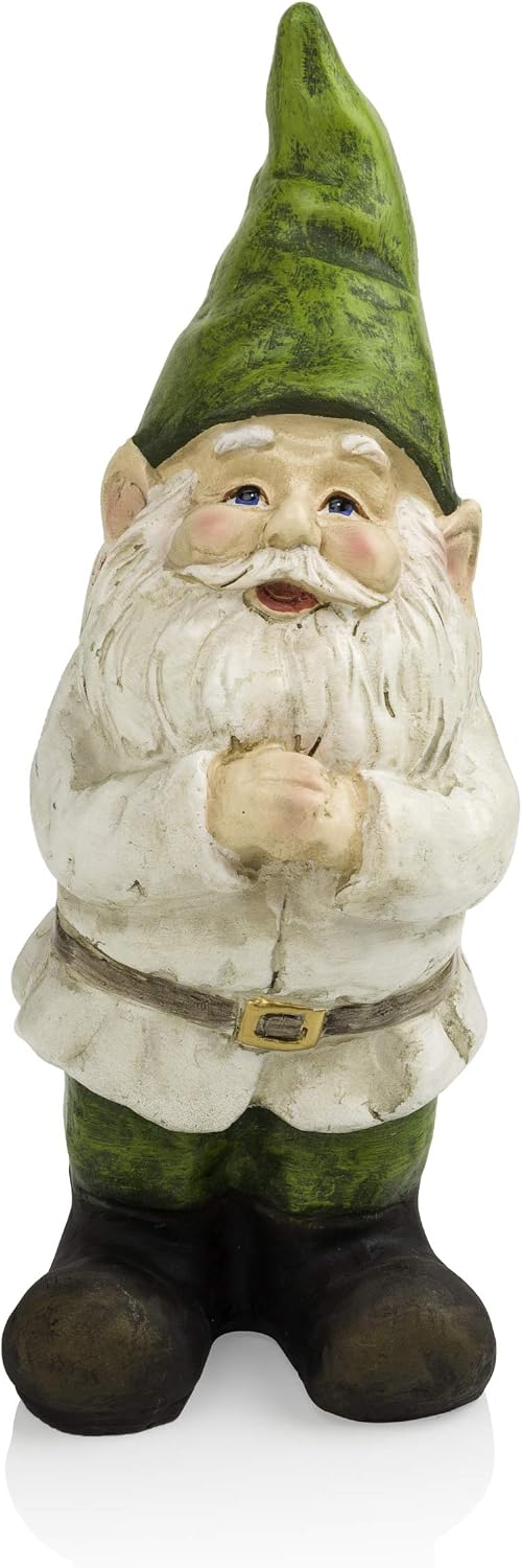 Alpine Corporation 12" Tall Outdoor Garden Gnome Folding Hands Yard Statue Decoration