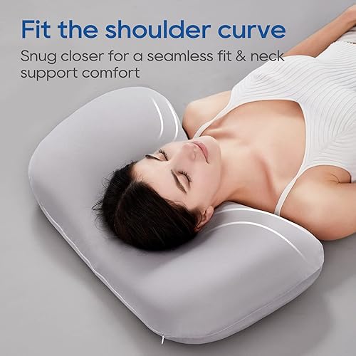Miniatura 4 de Almohada ergonómica de espuma viscoelástica con diseño de contorno para dormir de lado, espalda y estómago, almohada de forma cervical para dormir