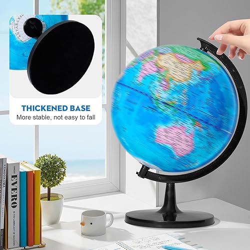 Miniatura 3 de GOCHANGE Globo infantil de 10 pulgadas, herramientas de geografía educativa con base gruesa estable, globo giratorio de 360 para aprender,