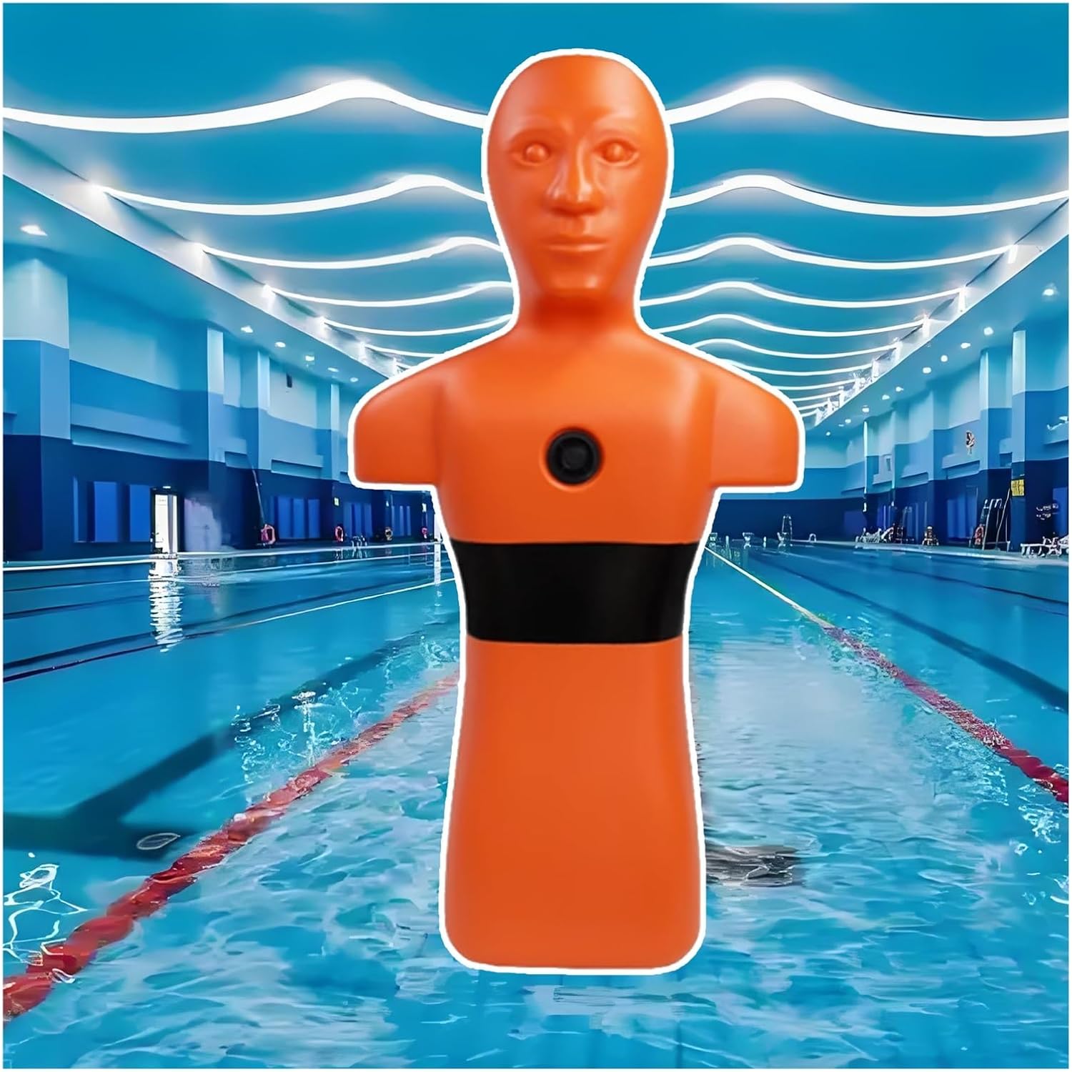 4 Pack Pool Rescue Training Dummies, 40in Realistic Water Rescue Manikins with 3 Holes for Water & Sand Filling, Life-Saving Practice Mannequins in Orange & Yellow