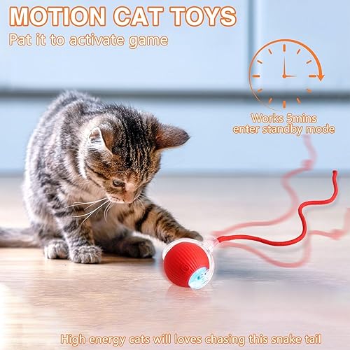 Miniatura 7 de Juguete de bola de gato en movimiento ágil con cuerda (rojo)
