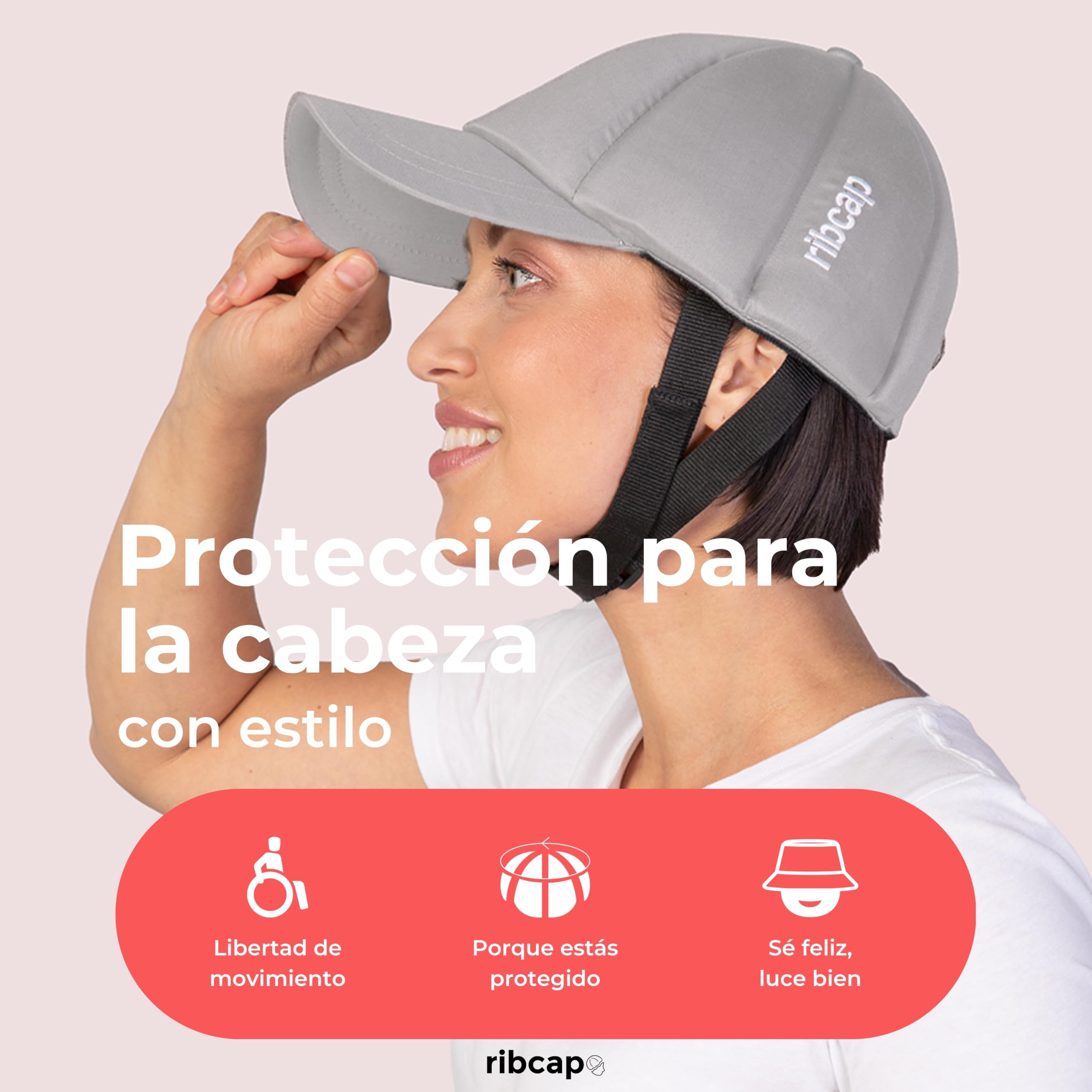 Ribcap Gorra de béisbol Platino | Casco Protector Blando para Epilepsia