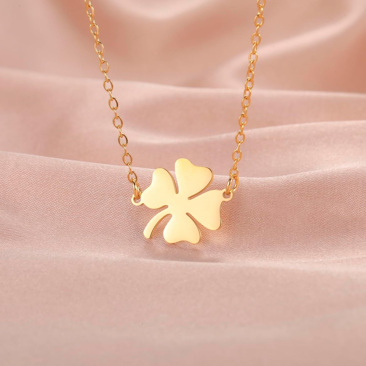 Lucky Four Leaf Clover Necklace for Women Stainless Steel Clover Pendant Necklace St Patricks Day Gifts Lucky Charms Gift - Image 3