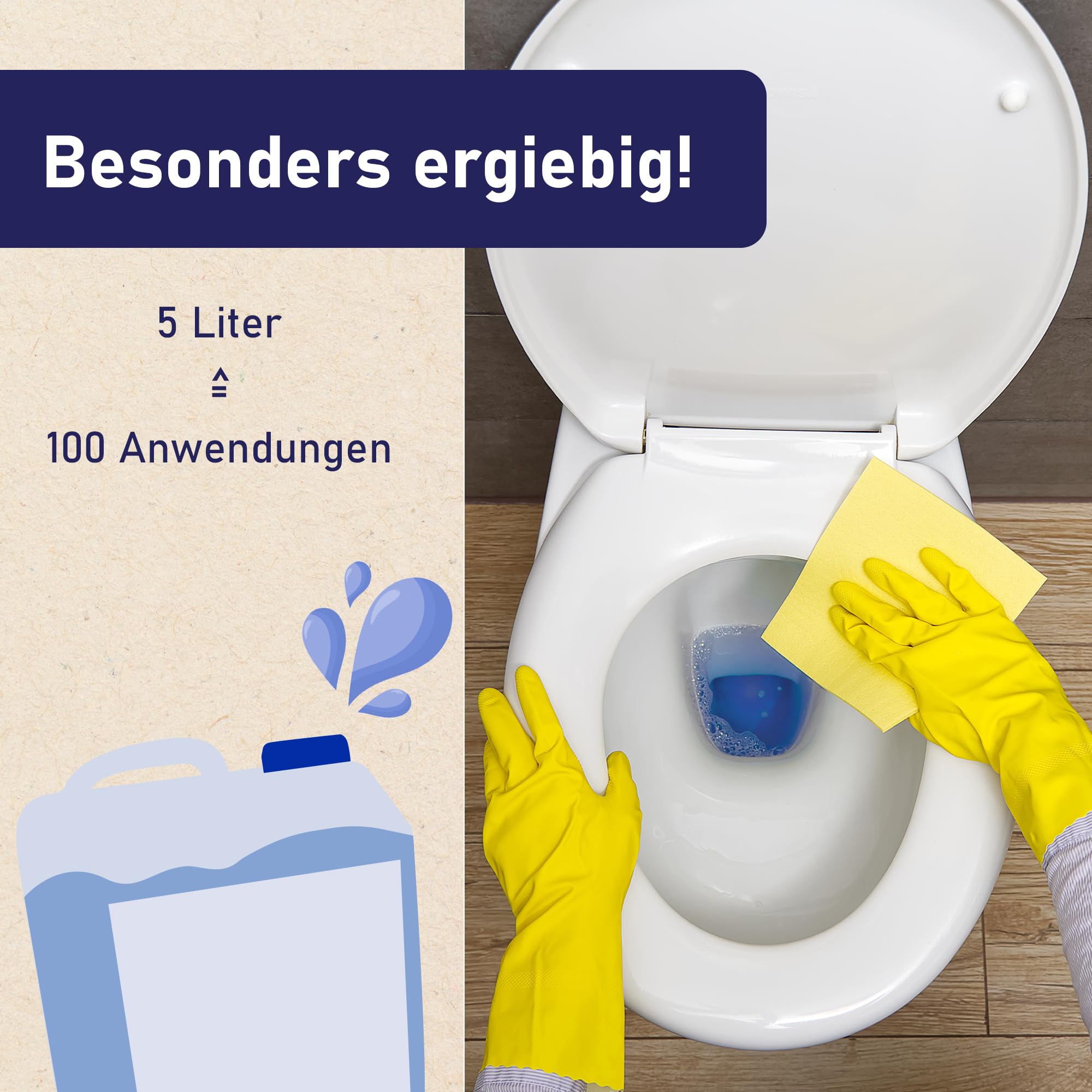 5L Sanitärflüssigkeit Klo Floh für Campingtoilette & Chemie-WC - Bio | Biologisch abbaubarer Camping-WC-Zusatz mit Blauem Engel - Ideal für Kassettentoiletten mit Mikroorganismen die alles fressen