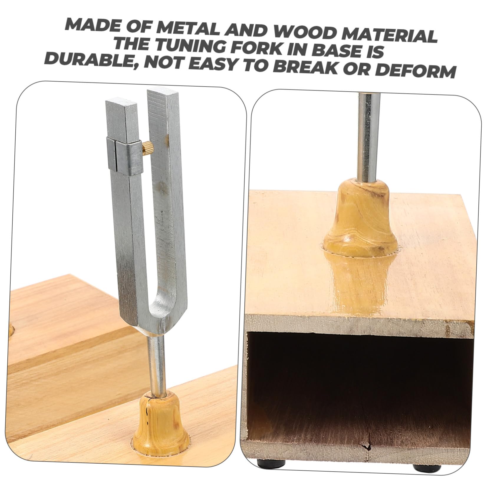 Mikinona Stimmgabel Satz 440hz mit Hammer und Holzsockel aus Metall und Holz Präzise Stimmung für Physikalische Akustik Experimente