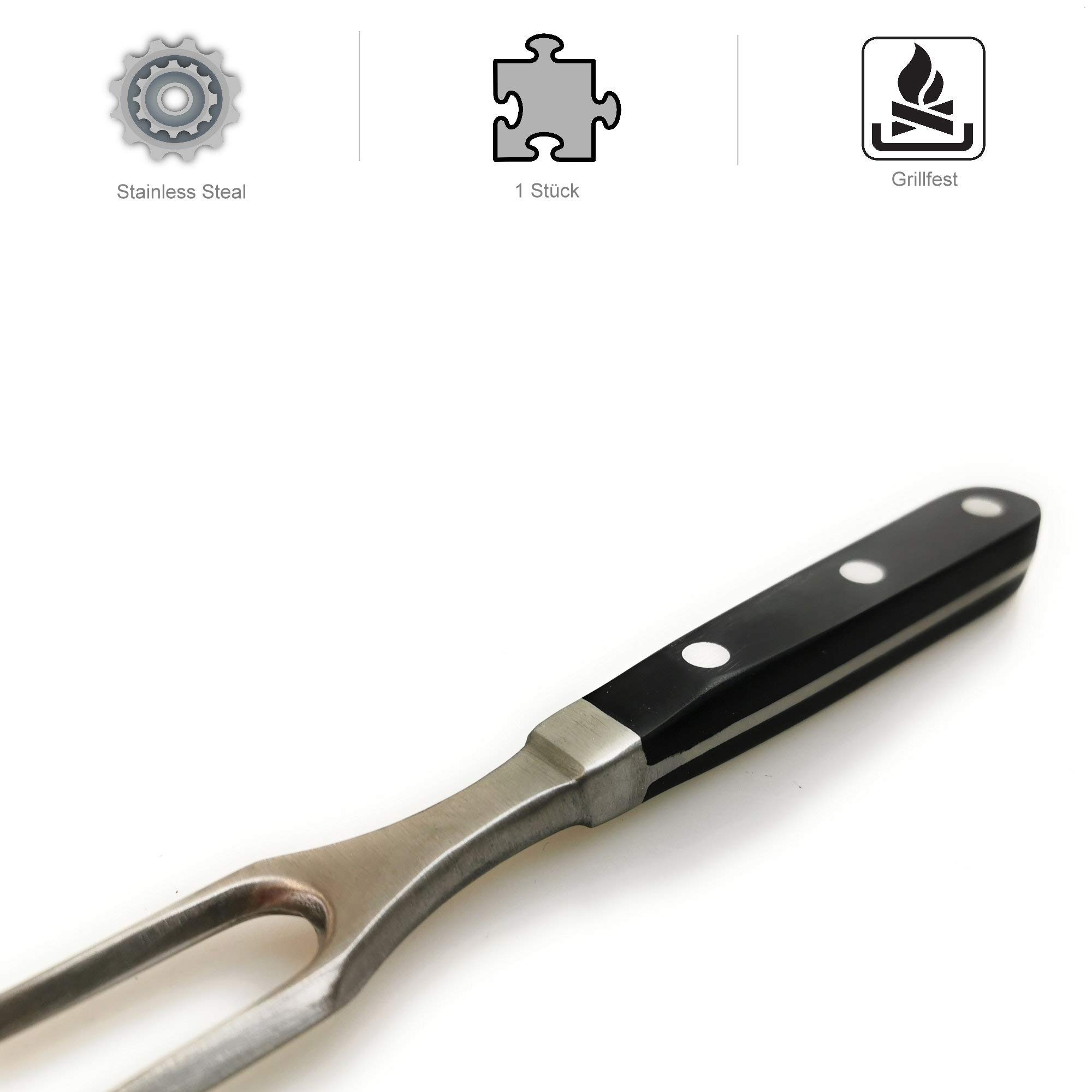 Kerafactum Bratengabel Fleischgabel Grillgabel Tranchiergabel Fleisch Braten Gabel für Bratenstücke und Grillfleisch aus hochwertigem Edelstahl extra schwere Qualität 29 cm Meat Fork (Packung mit 2)