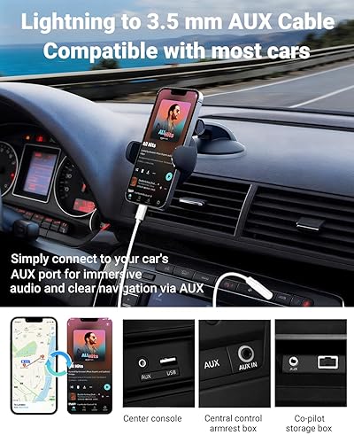 Miniatura 2 de Cable auxiliar para iPhone, Certificado Apple MFi Cable auxiliar Lightning a 3,5 mm para estéreo de coche, altavoz, auriculares, cable de audio