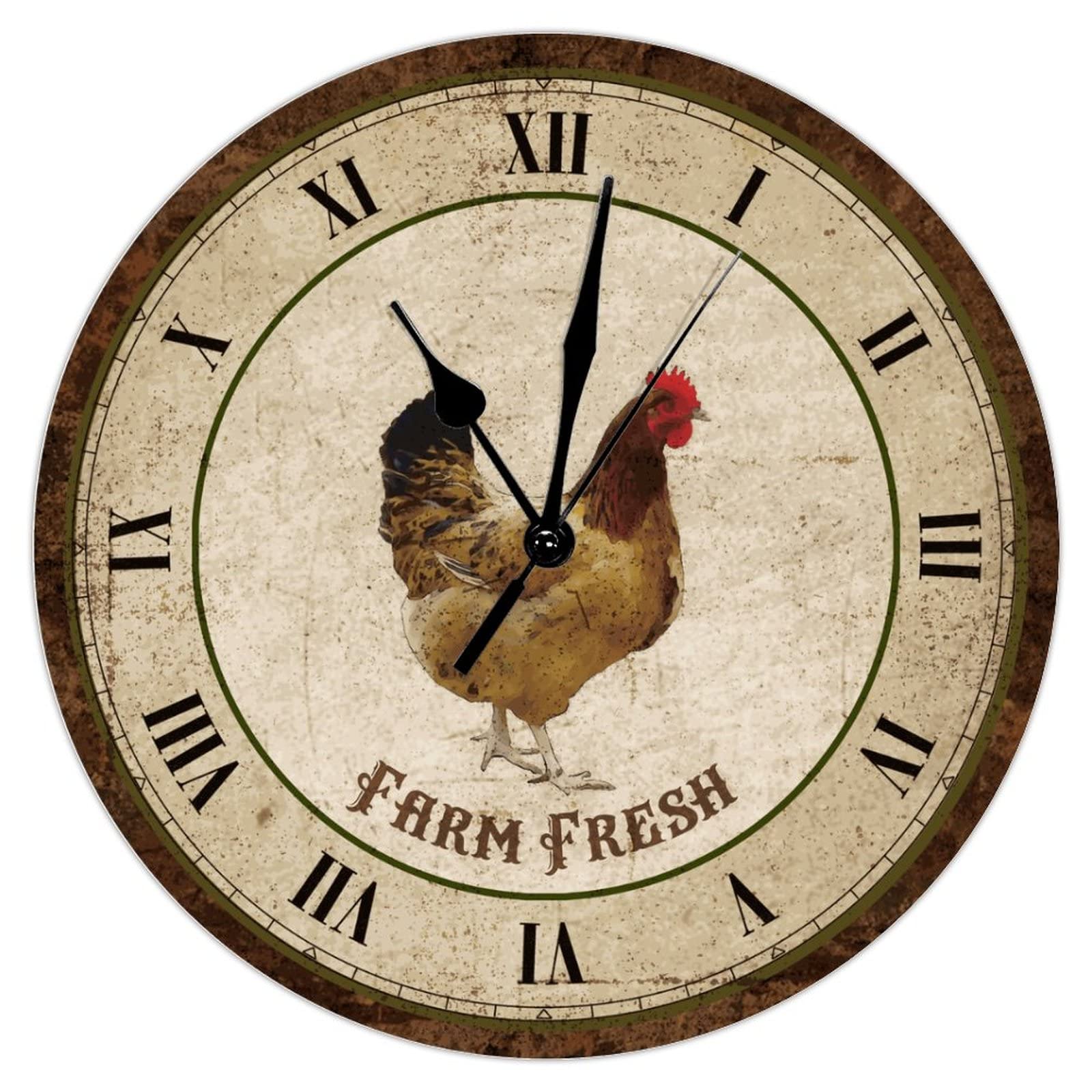 Horloge murale de style rustique rétro en bois pour maison