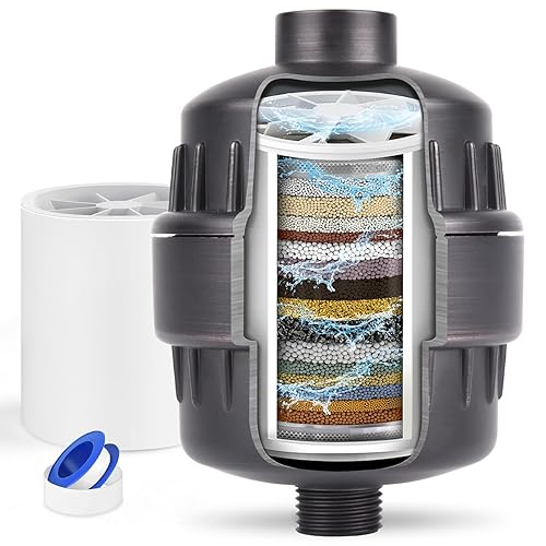 Filtro de cabezal de ducha de 25 etapas para agua dura, filtro de agua de ducha para eliminar cloro y flúor, filtro de ducha de agua dura de alto