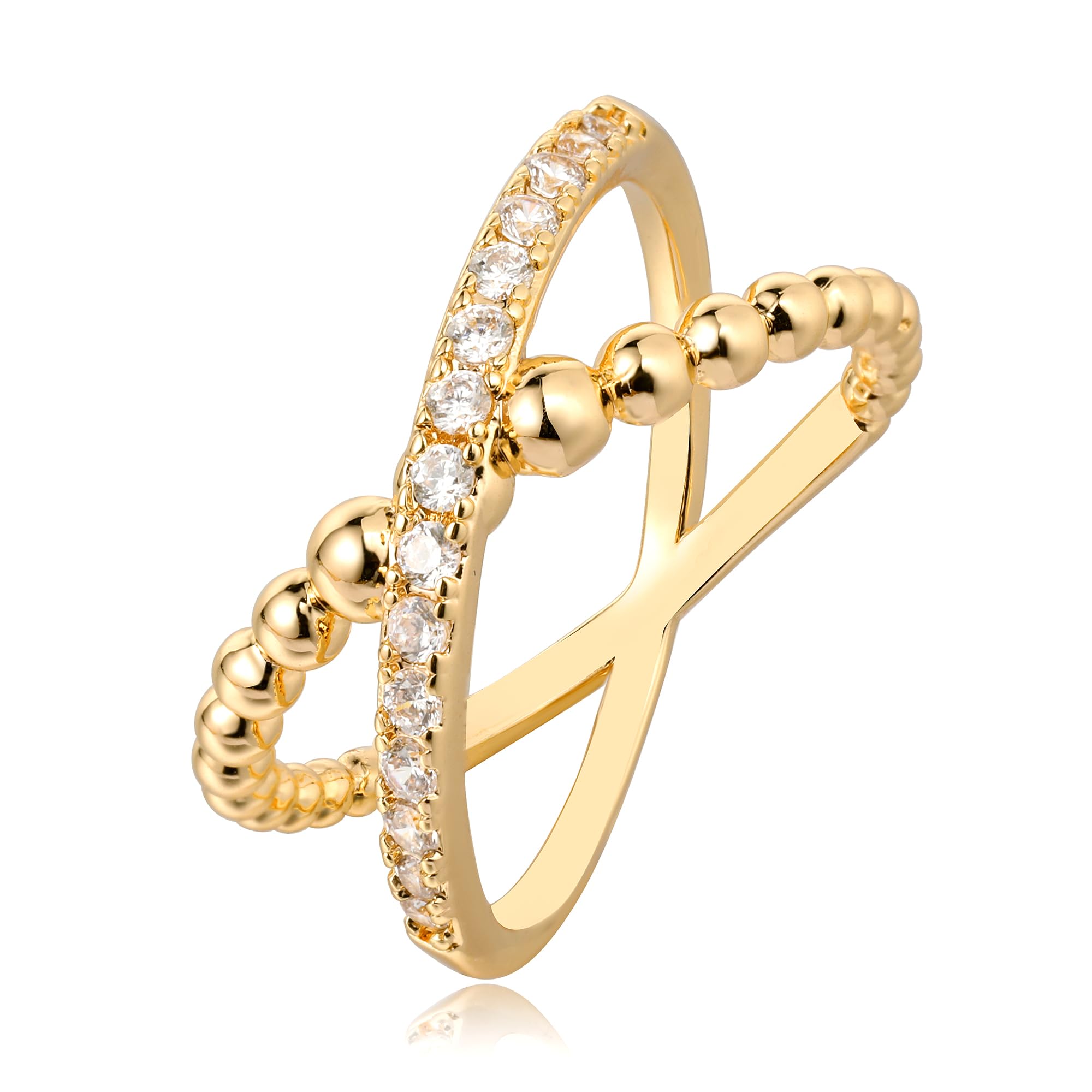 MTMY 14K Gold Plated Rings for Women Dainty Stacking Ring Statement Ring Eternity Bands Jewelry Size 6 to 8