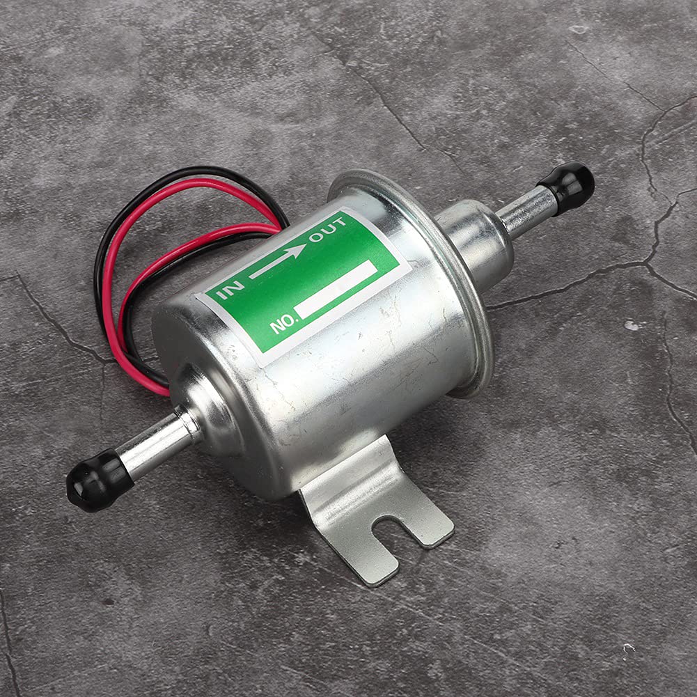 Ejoyous Pompa Carburante Elettrica 12V, Lega di Alluminio, 3-5 PSI, 110 | Alloggiamento in Lega di Alluminio, Veicolo 12V, Sostituto per Auto, Camion e Barca, Portata 110L/H, Attacchi da 8mm.