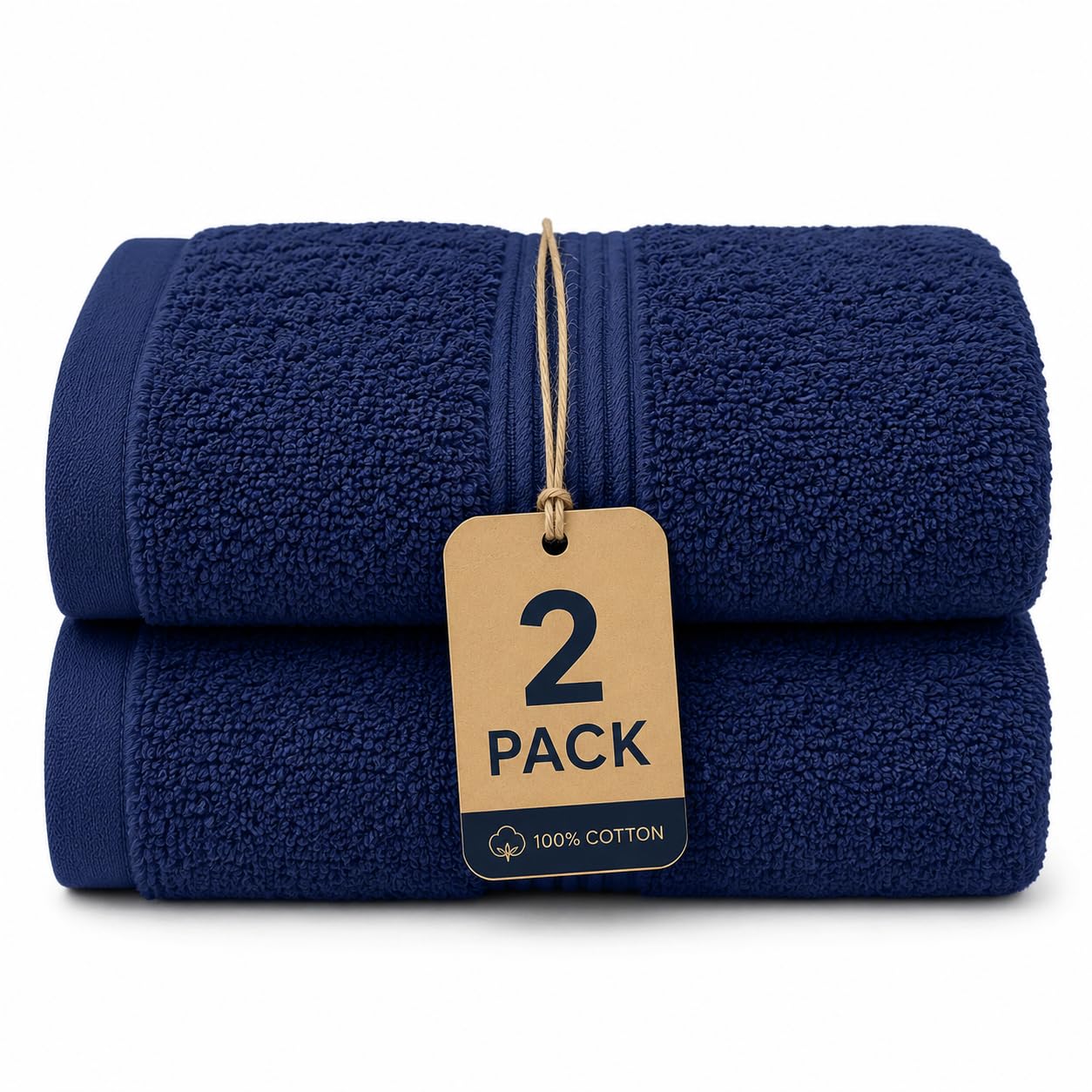 NIMORA 2 Piece Egyptian Cotton Hand Towel Bale Set – Ultra Soft 500 GSM – Face Towels, Hand Towels, Bath Towel & Bath Sheet – Super Absorbent, Durable & Quick Dry Bathroom Towels (Navy Blue, 2HT)