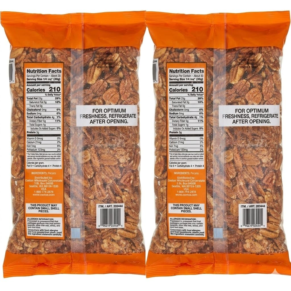 Pecan Halves , Premium Raw Pecans, Fresh & Crunchy, Natural Nut Snack, Perfect for Baking, Cooking & Salads , Perfect for baking pies, desserts, salads, or enjoying as a snack , Naturally rich in healthy fats, fiber, and essential nutrients [ 64 oz , 4 lb ]