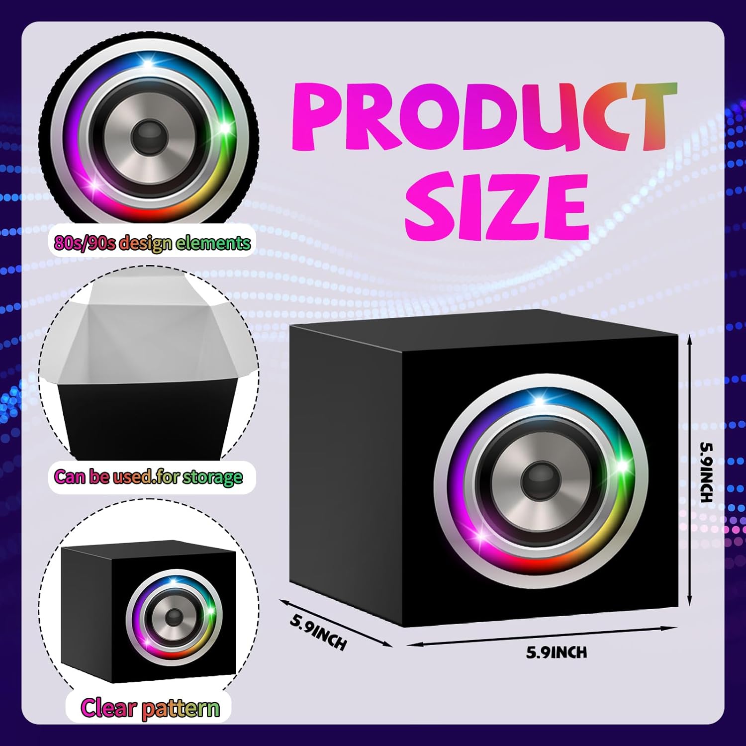 6 Pcs 80s 90s Party Decorations Large Paper Boombox Novelty Boom Box Table Centerpieces for Retro 1980s 1990s Music Dance Theme Hip Hop Party Favor Party Decorations Party Supplies - Image 3