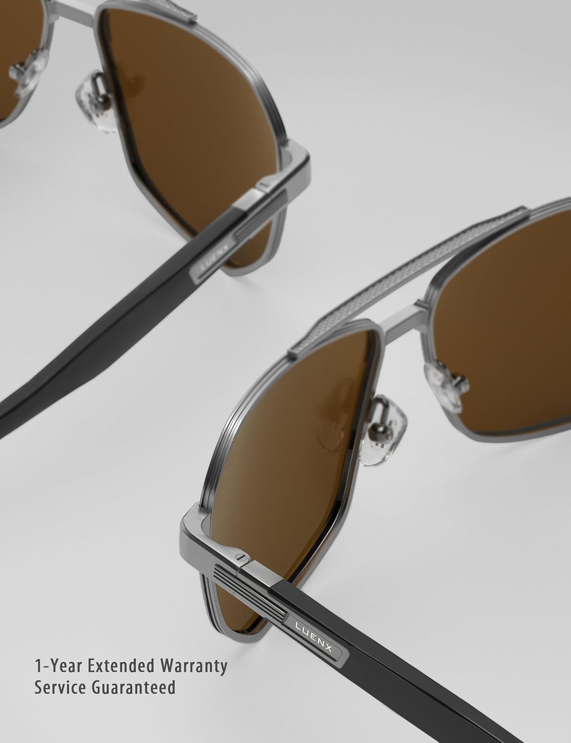 LUENX Men's Aviator Sunglasses Polarized Square Polygon Retro Shades UV 400 Protection - Image 7