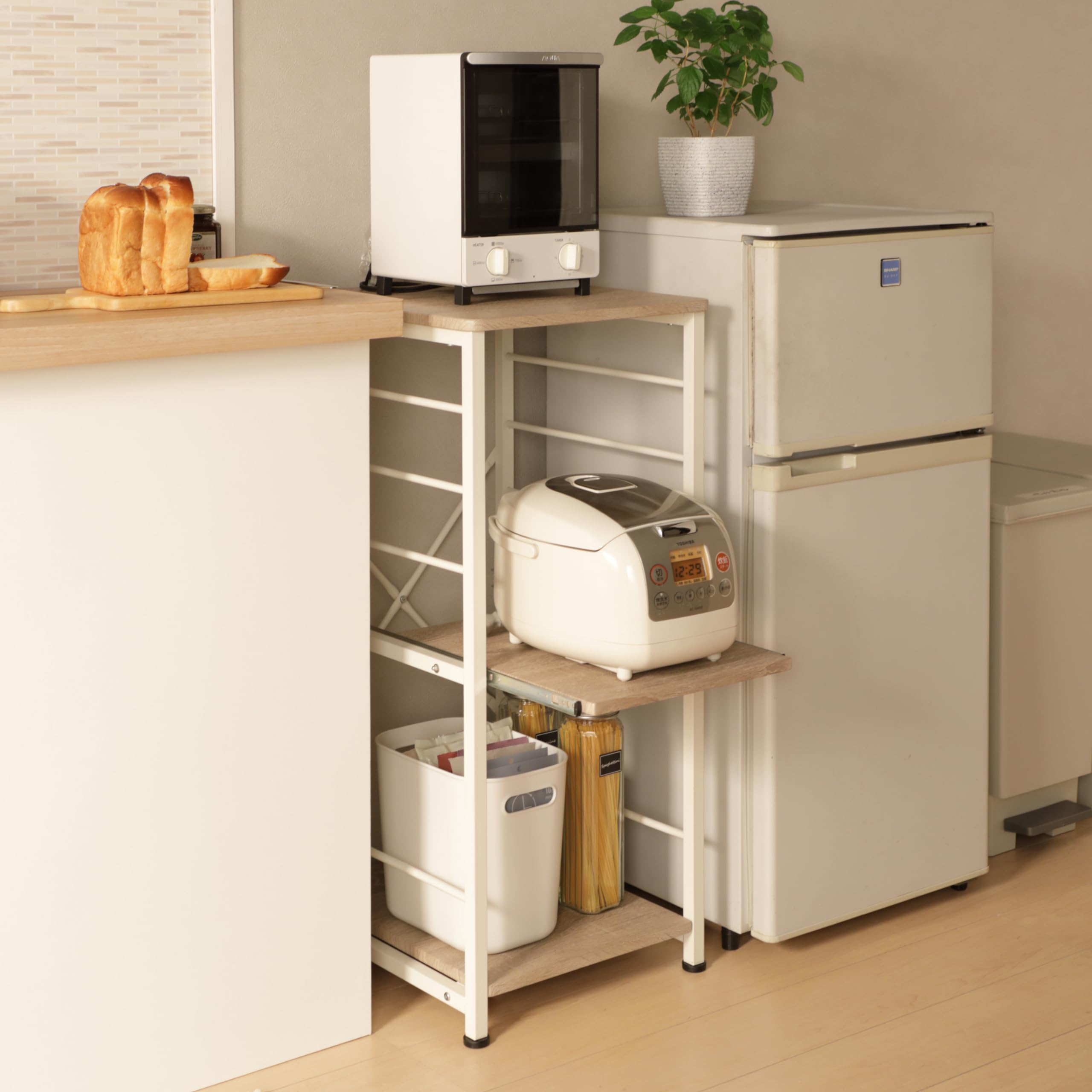 Amazon.co.jp: 弘益 スリムキッチンラック ナチュラル VSK-40(NA
