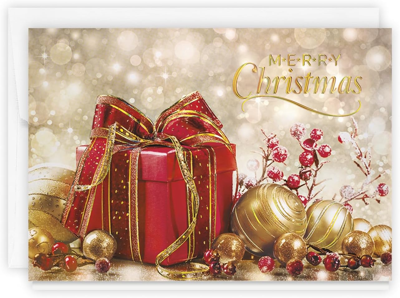 The Gallery Collection, 25 Count Card Pack, Christmas Cards with Foil Lined Envelopes (Christmas Display), For Business or Consumer