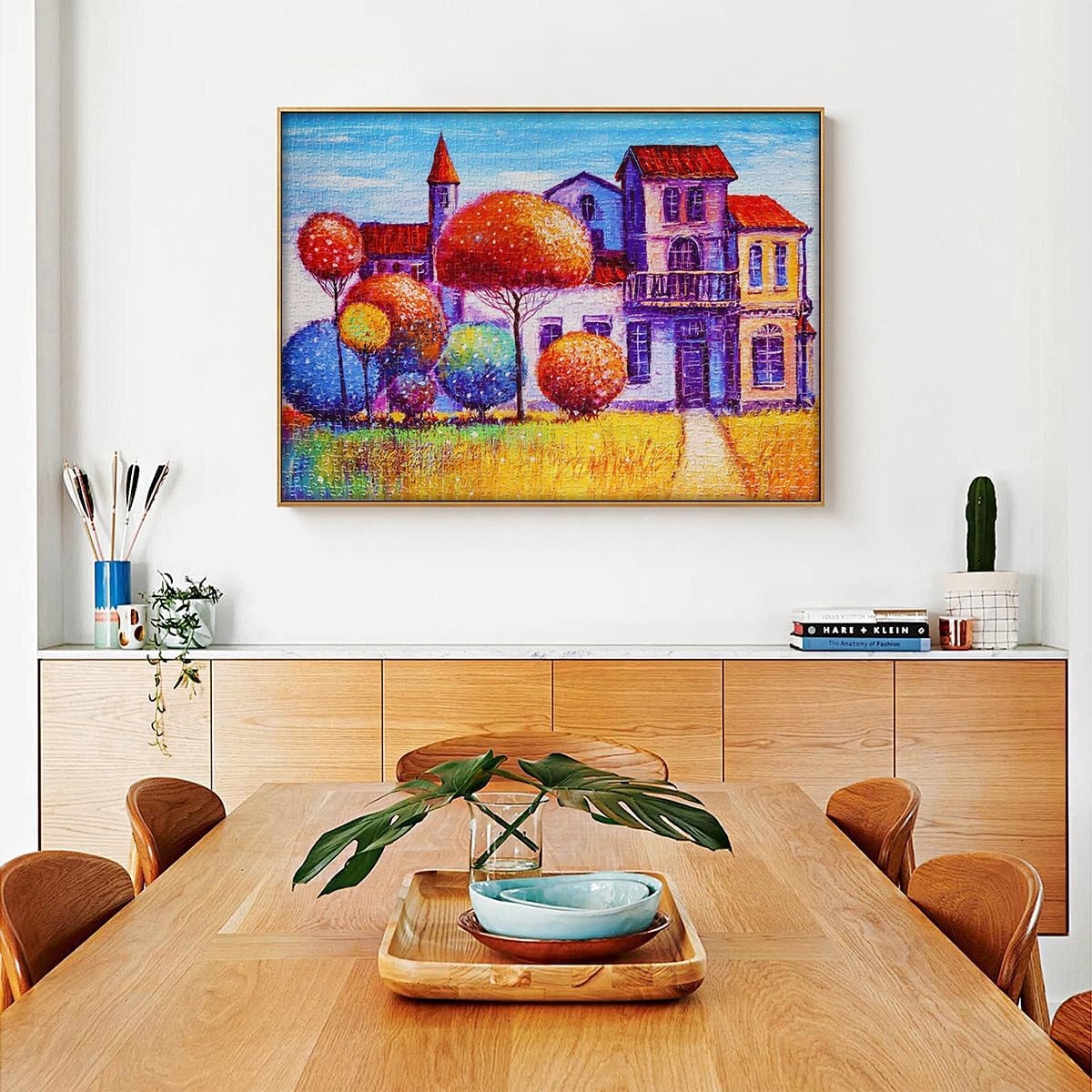 MISITU 1000 Pieces Jigsaw Puzzles for Adults Oil Painting Jigsaw Puzzles 1000-Pieces Puzzles Hard Difficult Challenging Puzzles for Teen Colourful Tree of Houses Puzzle 28 x 20 inch