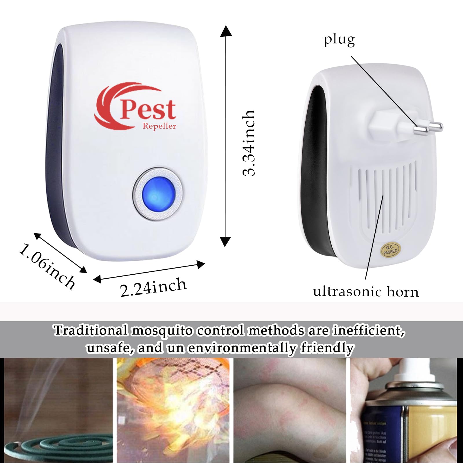 Ultraschall Schädlingsbekämpfer, 6 Stück Elektronische Insektenschutzmittel & Moskitoschutz Innenräumen, Pest Control Repeller für Moskito, Kakerlake, Mäuse, Spinnen, Fliegen