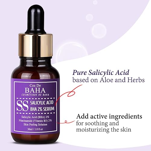 Miniatura 5 de BHA - Suero para el cuidado de los poros al 2% de 1.0 fl oz, suero facial de ácido salicílico, fórmula exfoliante suave, mejora de la textura de la