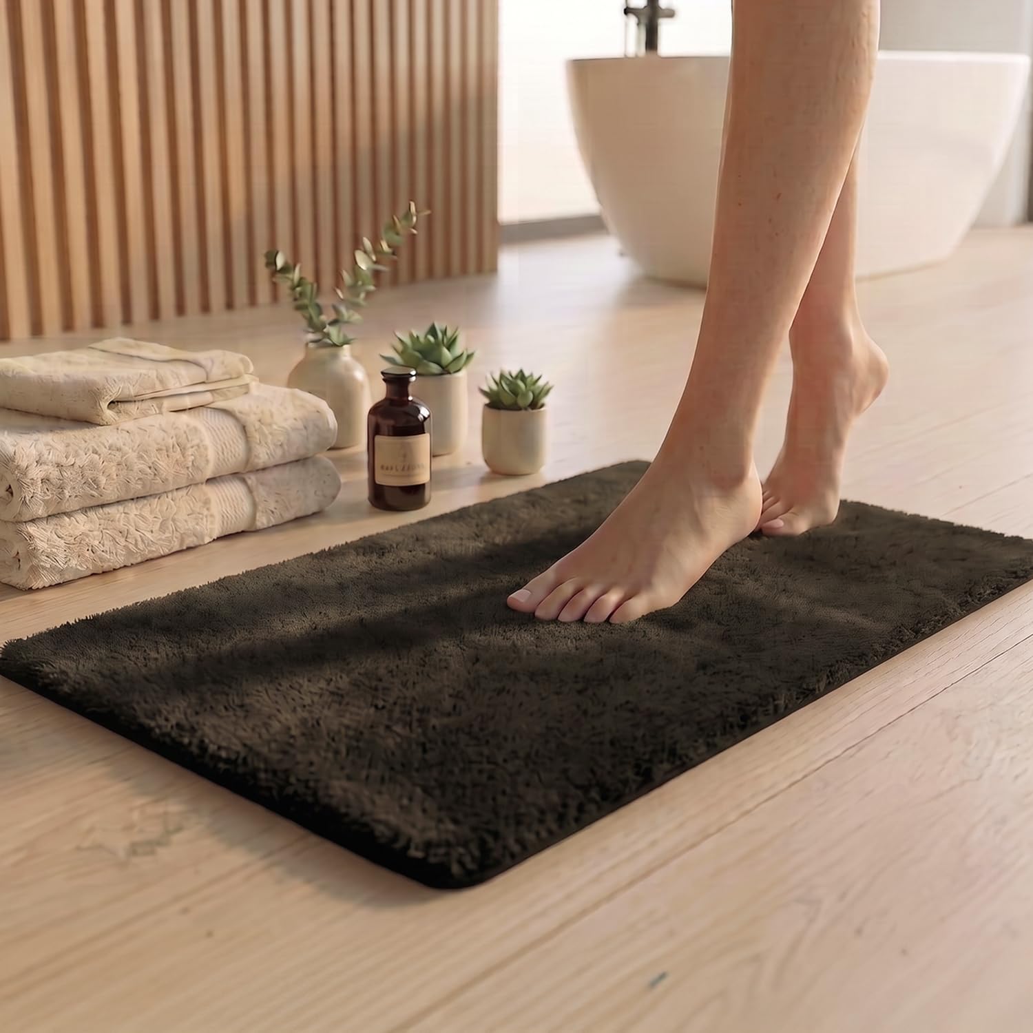 Earthy Fables Plush Microfiber Bath Mat, Quick Dry, Anti-Skid, Water Absorbent, Non-Slip, Machine Washable Floor Rug, Shower Mat, Door Mat for Bathroom, Bedroom, 60 x 40 cm - Mink Brown-image-18